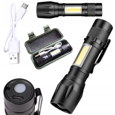 FLASHLIGHT TAKTYCZNA KIESZONKOWA LED COB USB MINI ZOOM USB XPE COBE  