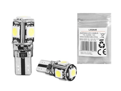 LUZ DIODO LUMINOSO LED CANBUS T10 5X5050 12V BARWA LUZ BLANCA FRÍA  