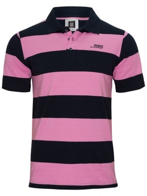 Quickside Polo Męski róż pasy T-shirt rozmiar M