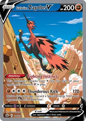 Pokemon Galarian Zapdos V FOIL SWSH6 174/198