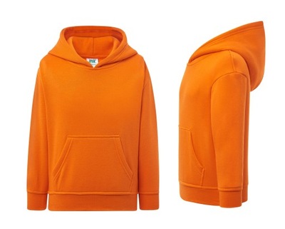 BLUZA dresowa dziecięca Z KAPTUREM kangurka SWRK KNG orange 7-8 OR 128