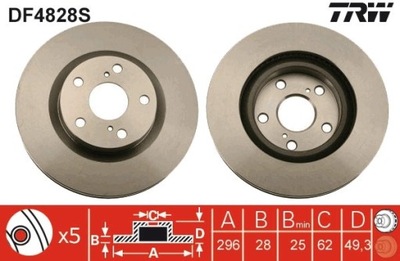 2X DISCO DE FRENADO TOYOTA PARTE DELANTERA RAV4 06-/12-/AURIS HYBRID 10-/CAMRY 06-/11  