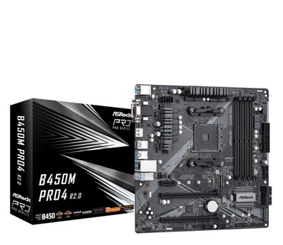 Płyta główna ASRock B450M Pro4 R2.0 AM4 Ryzen DDR4 PCIe 3.0 M.2 mATX