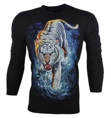 Koszulka świecąca longsleeve tygrys czarna r.M