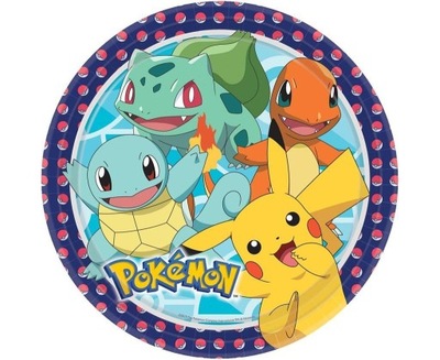 TALERZYKI PAPIEROWE POKEMON OKRĄGŁE 23CM 8SZT