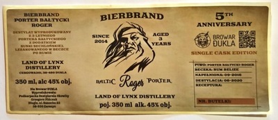 Etykieta Browar Dukla Bierbrand Roger