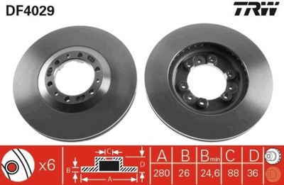 2X DISCO DE FRENADO OPEL PARTE DELANTERA FRONTERA/MONTEREY 2,0-3,5 91-04 DF4029  