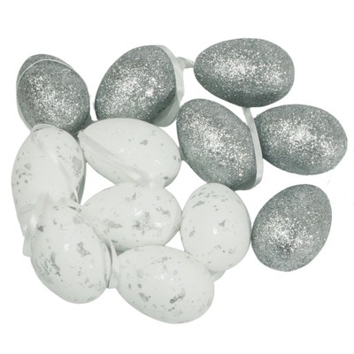 Srebrne zawieszki pisanki jajka jaja jajeczka ozdoby wielkanocne 12 szt.