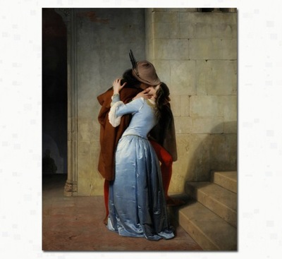 Francesco Hayez - Pocałunek, zakochani, płótno