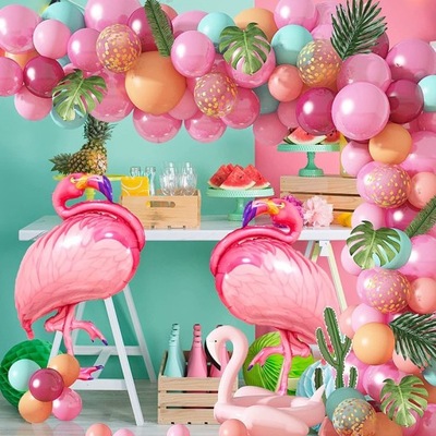 Hawaje Flamingo Ślub Urodziny Balon Dekoracji 