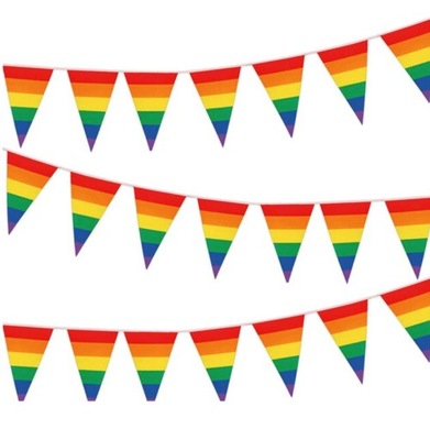 Girlanda z chorągiewek trójkątnych, tęczowa flaga PRIDE LGBT