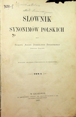 Słownik synonimów polskich Tom I 1885 r.