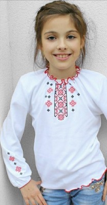 Bluzka dziecięca długi rękaw 80 haftowana wyszywanka bialy