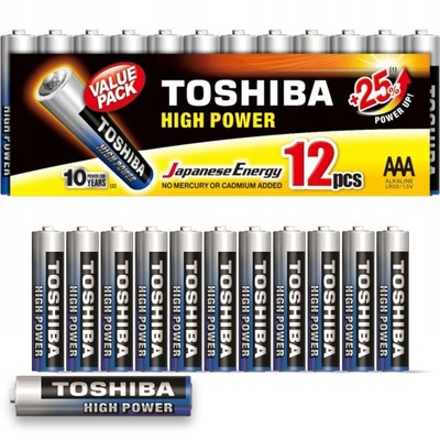 12x Baterie Alkaliczne TOSHIBA AAA LR03 MP-12-12 1,5V