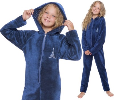 PIŻAMA CIEPŁY KOMBINEZON KAPTUR ONESIE PAJAC 134