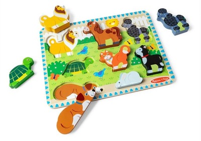 Drewniana układanka Dopasuj zwierzęta Figurki Klocki Melissa and Doug