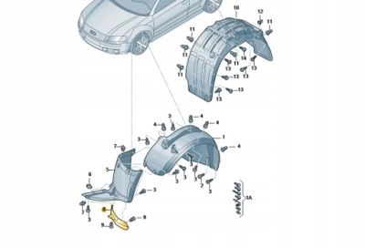 Спойлер підкрилок лівий перед audi a3 8p 8p0853887b фото №1