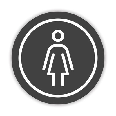 Naklejka informacyjna TOALETA DAMSKA wc dla kobiet okrągła 12 cm