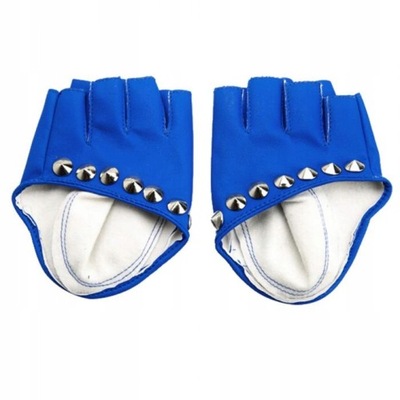 rękawiczki bez palców z ćwiekami niebieskie