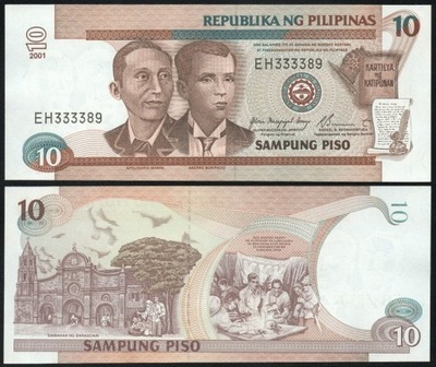 $ Filipiny 10 PISO P-187i UNC 2001