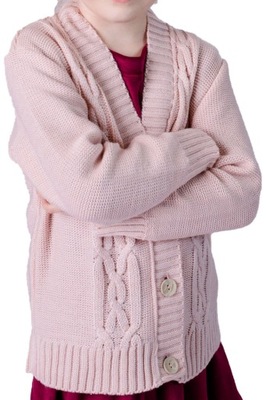 Sweterek rozpinany dla dziewczynki różowy 122