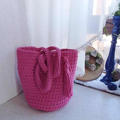 Torba na ramię ze sznurka bawełnianego 21cmx30cm