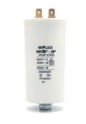 Kondensator silnikowy 25uF 450V MIFLEX MKSP-5P