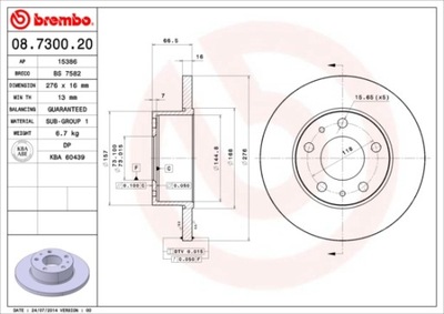 DISCOS DE FRENADO PARTE TRASERA BREMBO 08.7300.20 08730020  