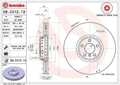 DISCO DE FRENADO BREMBO 09.C412.13  