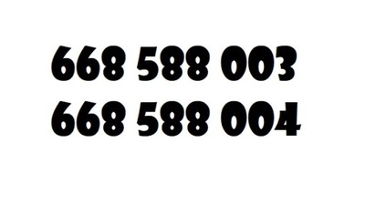 668 588 003 , 668 588 004 para 2szt złoty numer T-mobile