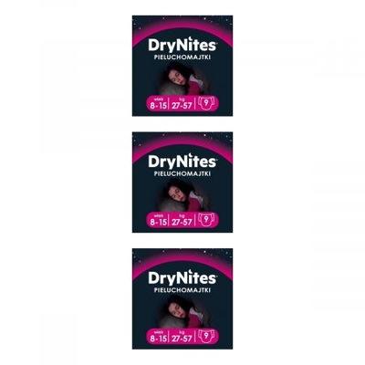 HUGGIES DRYNITES Pieluchomajtki na noc 8-15 lat Girl 3x10szt ZGREWKA