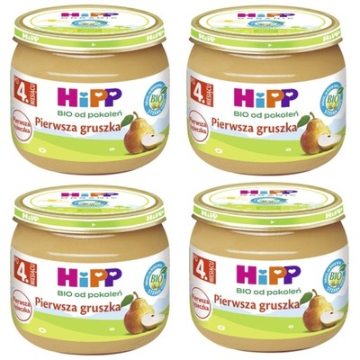 4x 80g HIPP Mus Pierwsza gruszka po 4mcu BIO bez glutenu