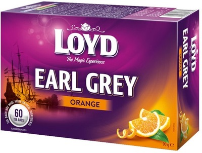 Herbata Earl Grey czarna w torebkach Loyd Orange pomarańcza 60szt