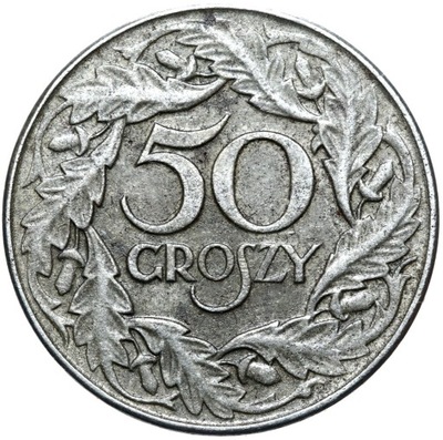 + Polska - GENERALNA GUBERNIA - 50 Groszy 1938 - ŻELAZO NIENIKLOWANE