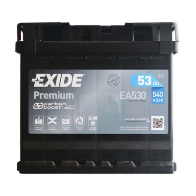 EXIDE EA530 PREMIUM 53Ah 540A P+ 