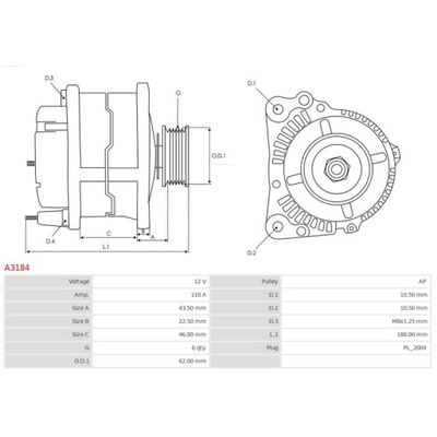 ALTERNADOR AS-PL A3184  