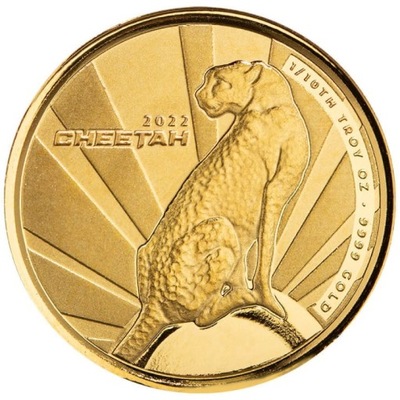 Złota Moneta Cameroon: Cheetah 2022, 1/10 oz