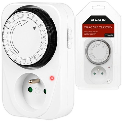 PROGRAMATOR CZASOWY ANALOGOWY TIMER WŁĄCZNIK DO GNIAZDKA 24H 3500W