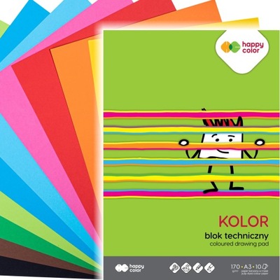 Blok techniczny kolorowy HAPPY COLOR A3 10 kartek 170g