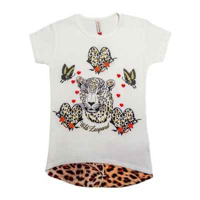 Bluzka T-shirt leopard koszulka 140 9-10 lat