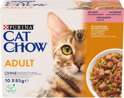 PURINA CAT CHOW ŁOSOŚ Z FASOLĄ 10x85g