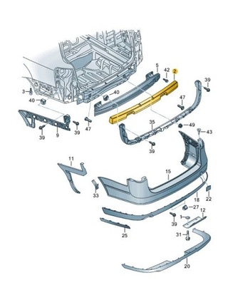 Абсорбер пена бампера vw passat b6 variant задняя фото №1