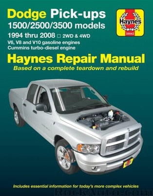 LIBRO REPARACIÓN DE MANTENIMIENTO DODGE RAM 1500 2500 3500 PICKUP 02-08  