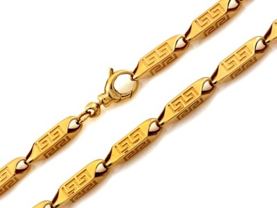 Łańcuch złoty grube elementy z wzorem greckim r60