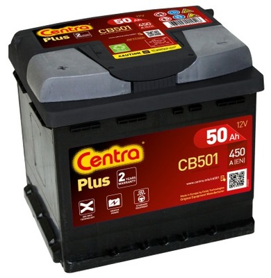 Акумулятор centra plus cb501 50ah 450a l+ kielce фото №1
