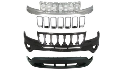 Jeep compass pk 11- бампер + решётка радиатора хром +спойлер фото №1