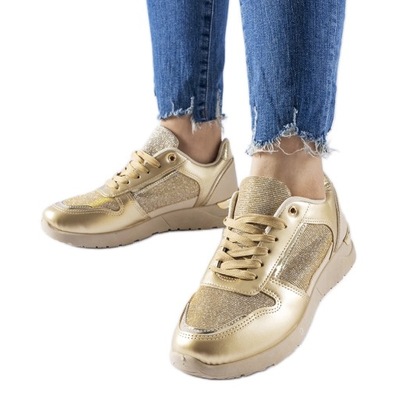 Beżowo-złote sneakersy z ozdobną nitką r.37