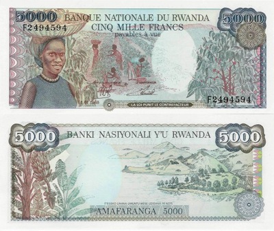 Rwanda 1988 - 5000 francs - Pick 22 UNC