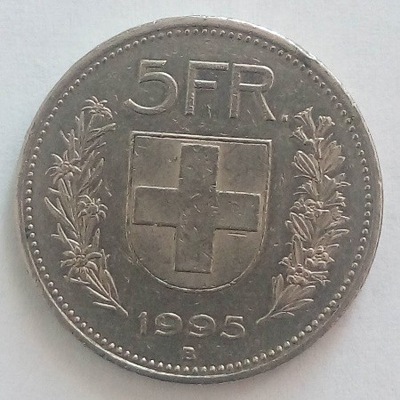 5 Francs franków 1995 Szwajcaria