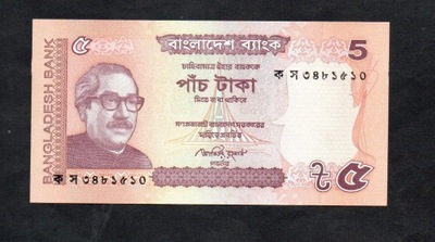 BANKNOT BANGLADESZ -- 5 taka -- 2012 rok , UNC